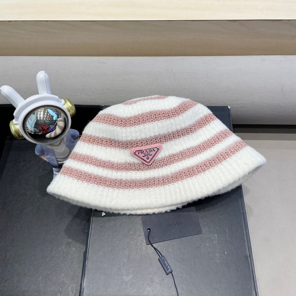 Prada Plush Bucket Hat Pink Knitted Woolen Fabric 125671