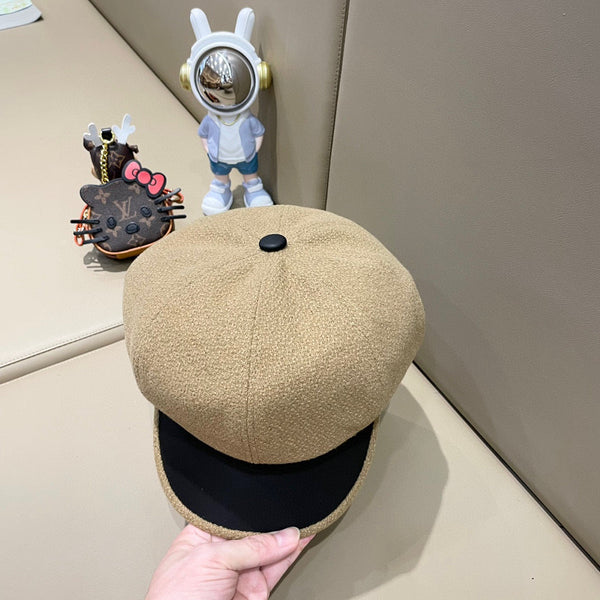 Prada Women's Beret Hat Beige in Tweed 125766