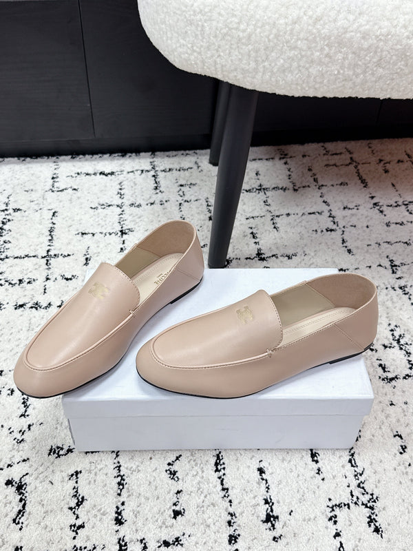 Celine 26 Aura Triomphe Loafer Light Beige in Lambskin 631125