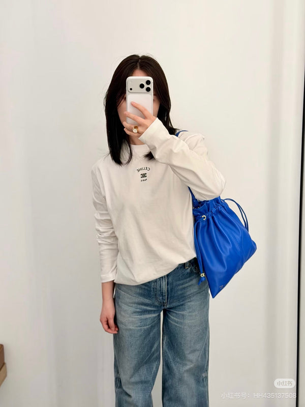 Celine 26ss  Long-Sleeve T-Shirt White in Cotton