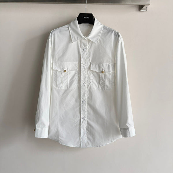 Celine 26SS White Double-pocket Shirt White in Cotton 943328