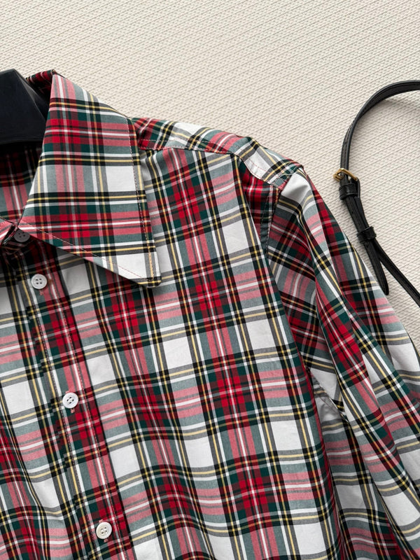 Celine 26SS  Plaid Shirt Red in Cotton 872705