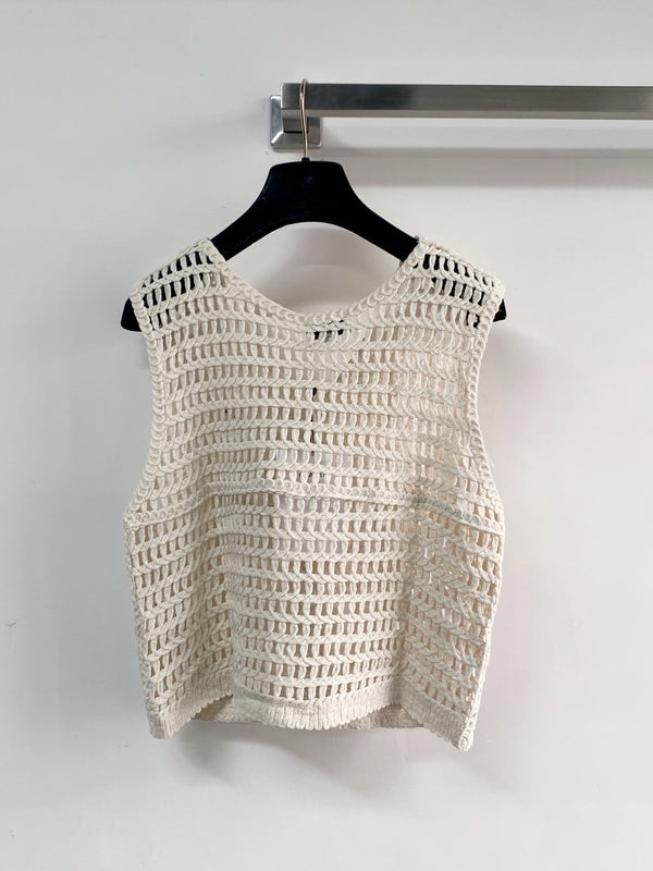Chanel Two-Tone Vest Off-White in Cotton 125489