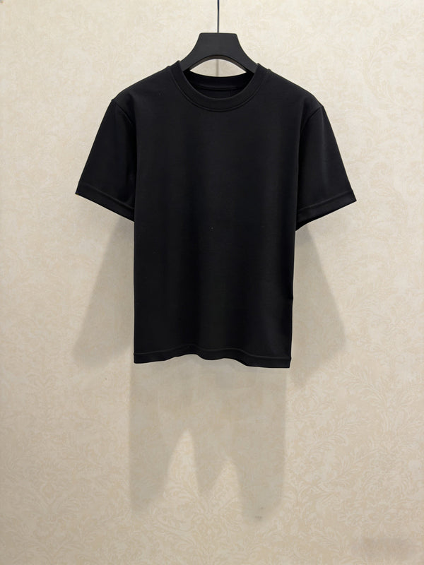 Chanel Black Beaded Crew Neck Short Sleeve T-Shirt in Cotton 133330