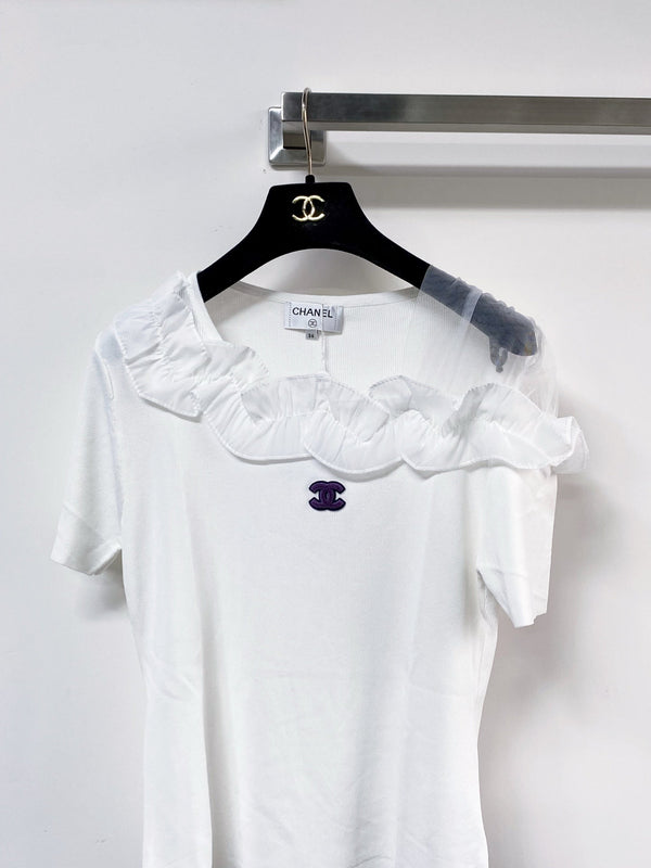 Chanel Short-Sleeve T-Shirt White in Wool 125427