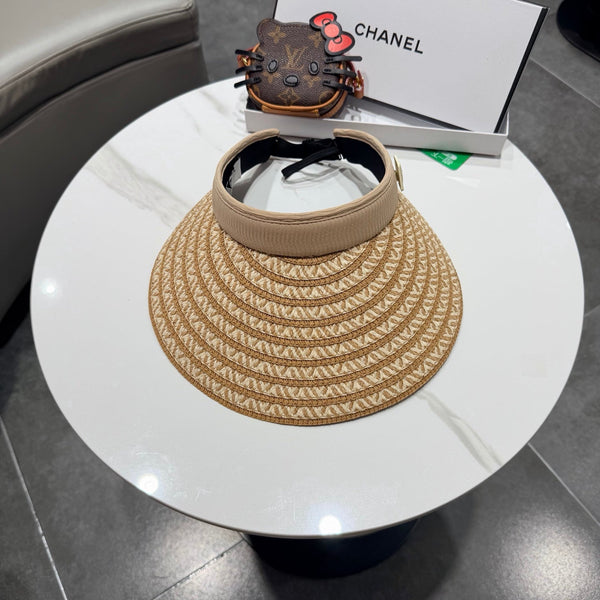 Chanel Open Visor Hat Color Straw in Cloth 192287