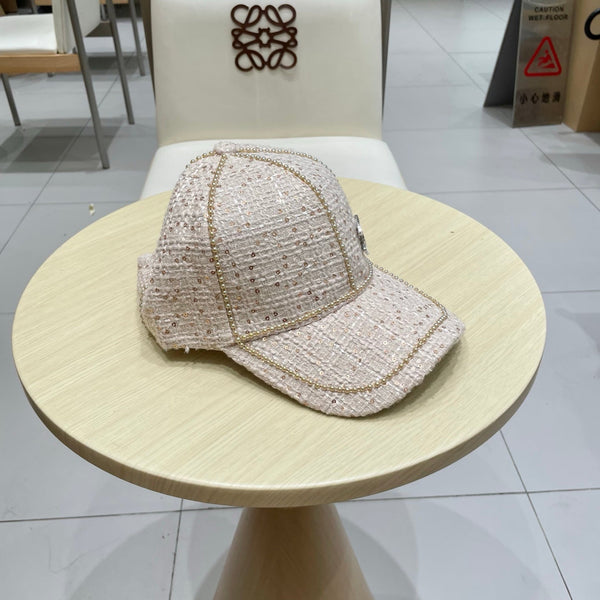 Chanel Baseball Cap With Heavy Pearl Light Pink in Cloth 192118