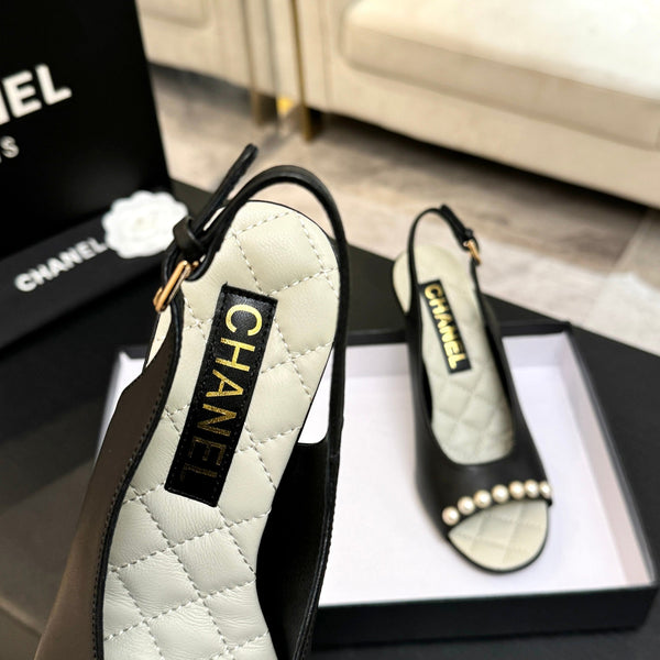 Chanel 26A Slingback Black in Lambskin 672990