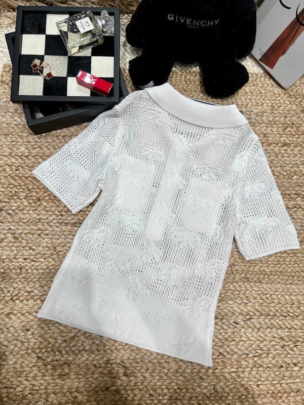 Chanel 26SS Knit with a Delicate Openwork Texture Cream in Cotton 161787