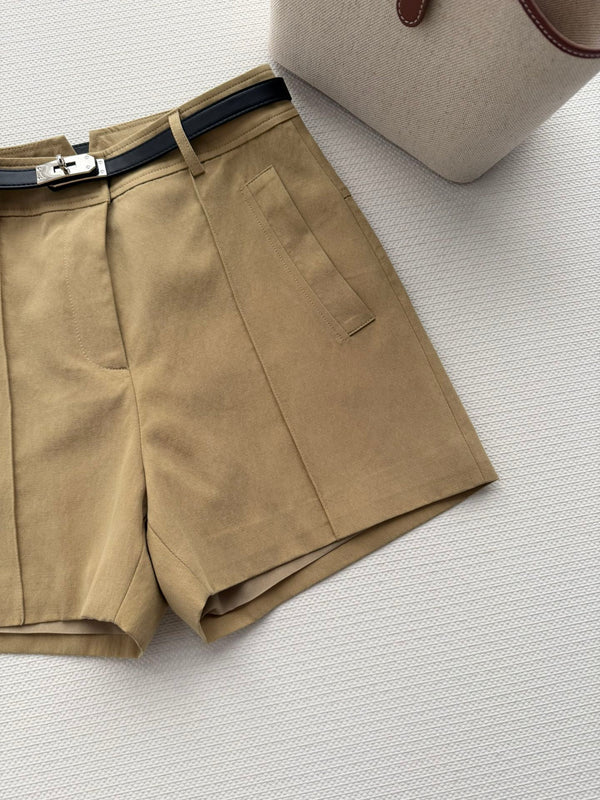 Hermes 26SS Shorts Khaki Brown in Cotton 943345