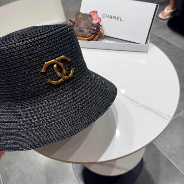 Chanel 26 Bucket Hat Black in Straw 197776