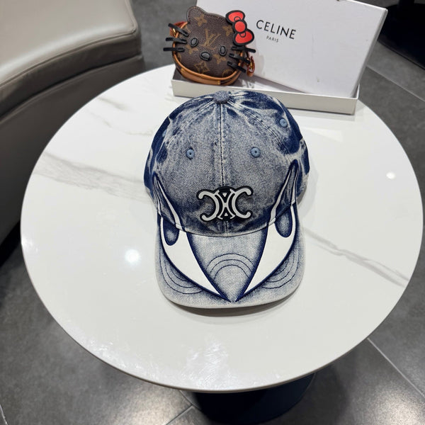Celine Casual Trendy Baseball Cap Blue in Cotton 197666