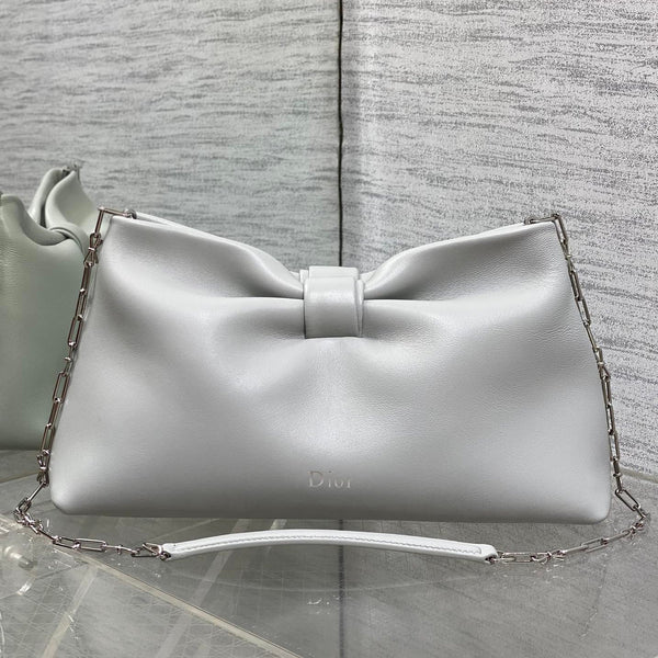 Dior 26 Bow Chain Bag in Light Gray Lambskin