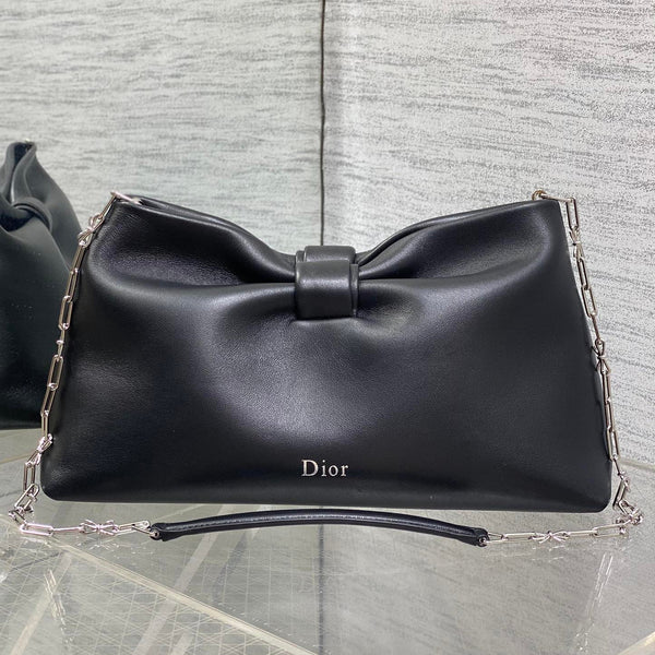 Dior 26 Bow Chain Bag in Black Lambskin