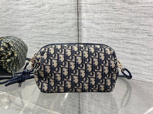 Dior 26 Bow Pouch 20cm in Blue Jacquard Lambskin