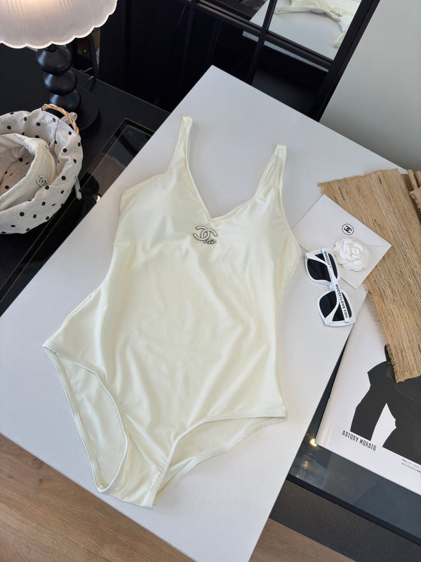 Chanel One-Piece Swimsuit White in Cotton polyester 204693