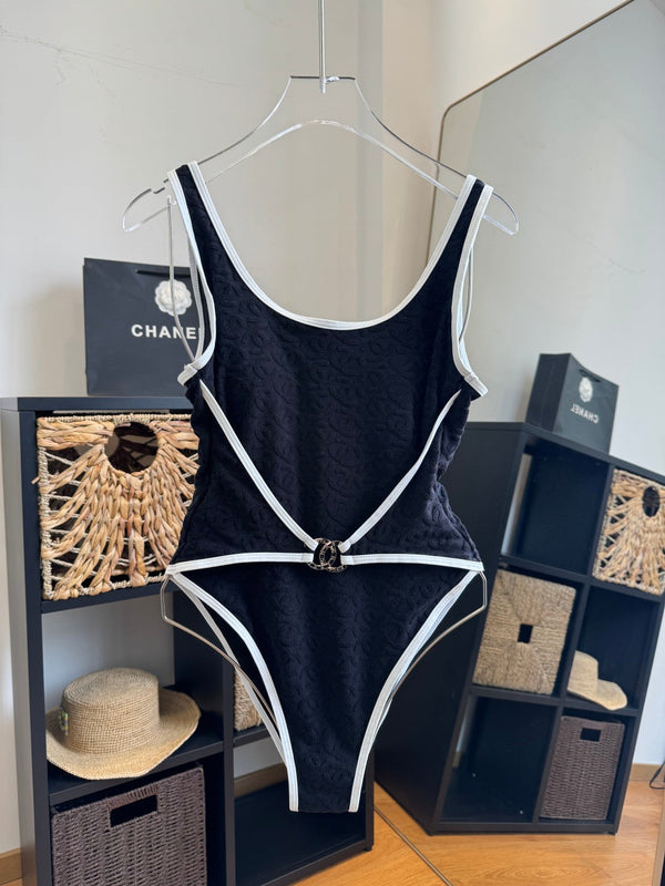 Chanel One-Piece Swimsuit Black in Cotton 204638