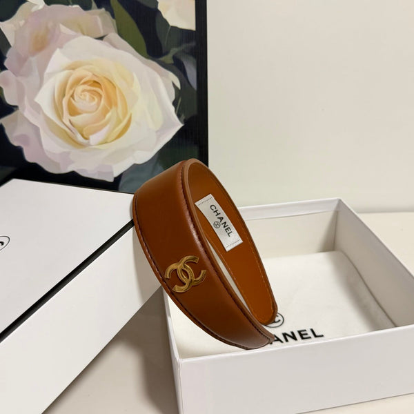 Chanel Headband Brown in Microfiber Leather 201919