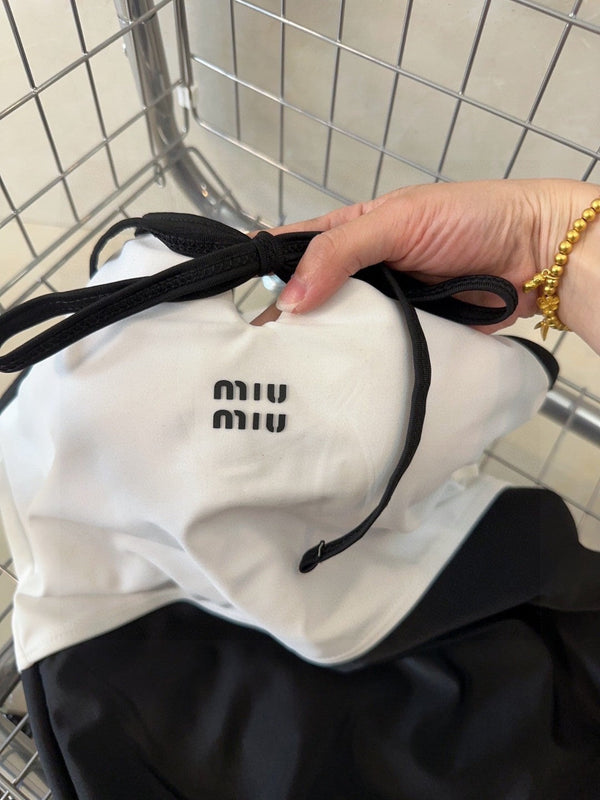 Miumiu Swimsuit White Black in Cotton polyester 204670
