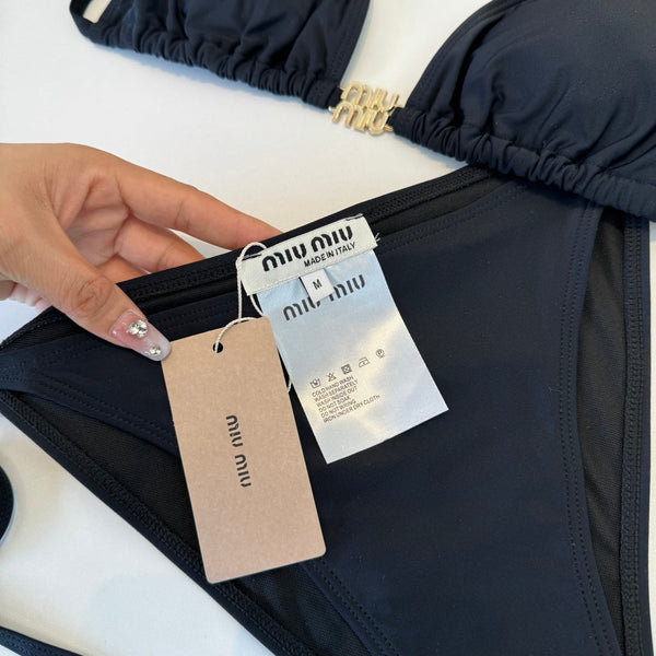 Miumiu Two-piece Bikini Swimsuit Black in Cotton polyester 204642