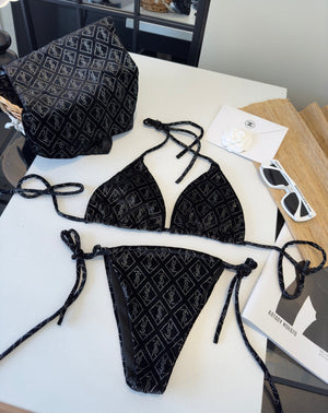 YSL Bikini Swimsuit Black in Cotton 187428