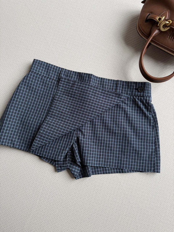 Miu Miu Appliqué Embroidered Letter Skirt Pants Navy Blue in Cotton YB