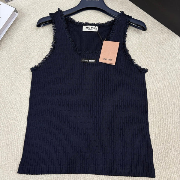 Miu Miu 26 Crew Neck Vest Black in Knitting 191317