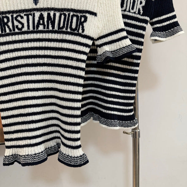 Dior Knitwear Short-Sleeve White Black in Wool textile