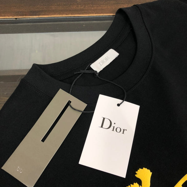 Dior Crew Neck Short Sleeve T-Shirt Black in Cotton 181970