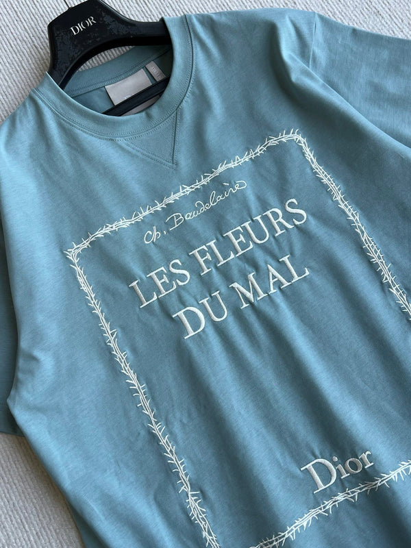 Dior 26 Bonjour Tristesse Series T-shirt Blue in Cotton 360130