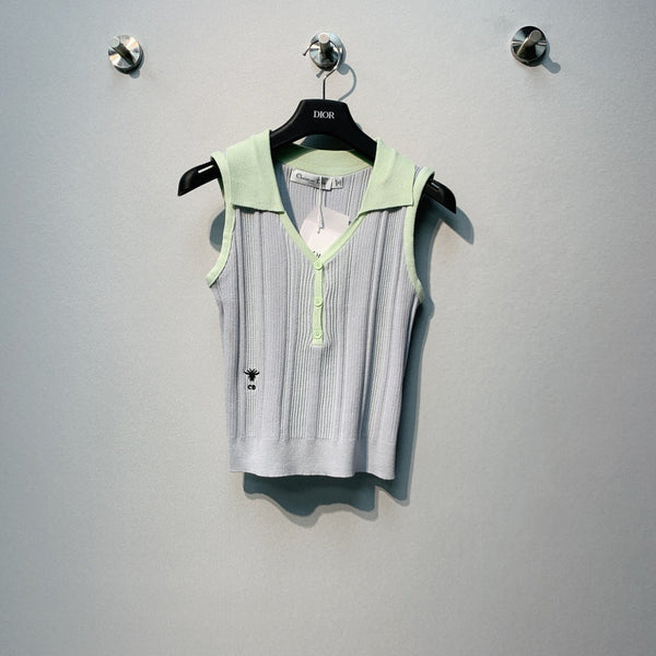 Dior 26 Striped Vest Gray Green in Knit Fabric 355878