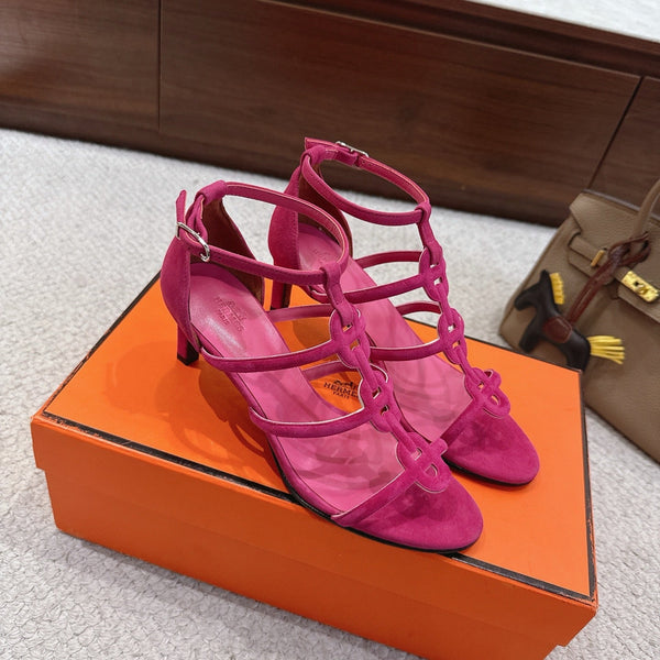 HM 26ss High Heels Sandals 70 Pink Suede 686012
