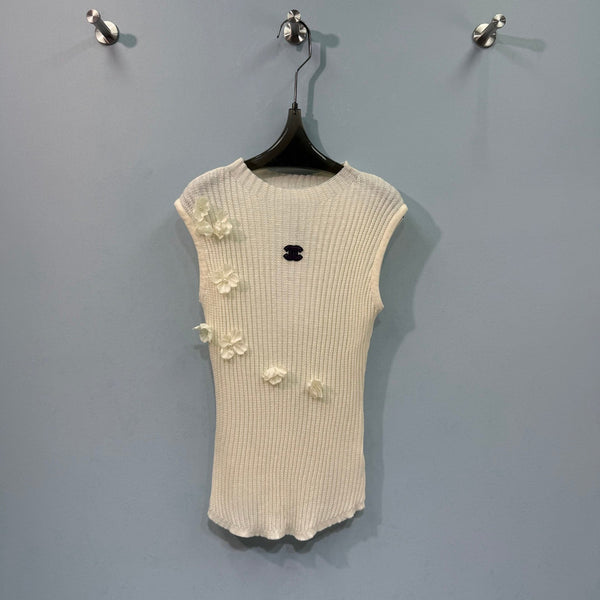 Chanel Knit Vest Cream in Wool 212276