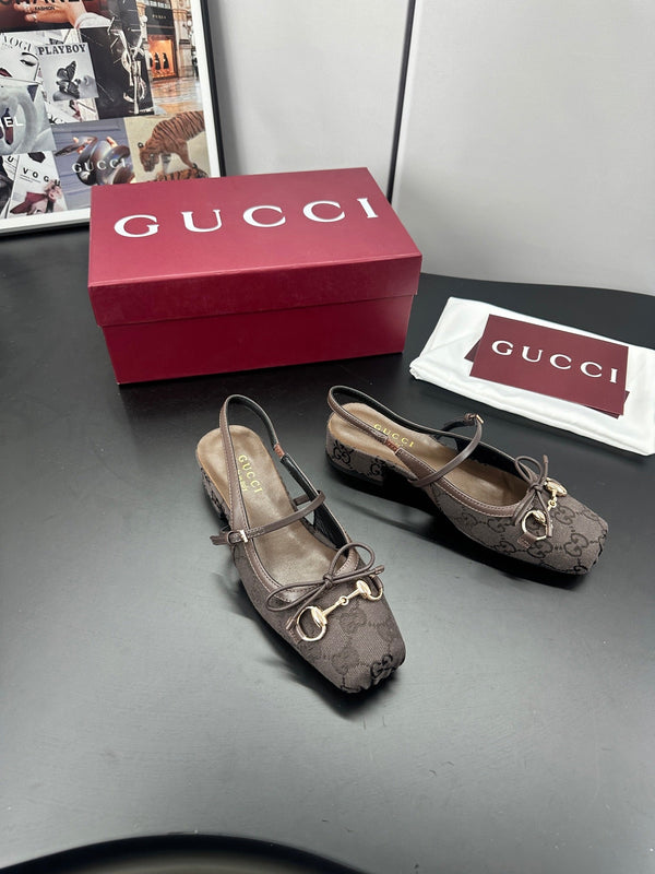 Gucci Horsebit Slingback Chocolate in Denim 688318