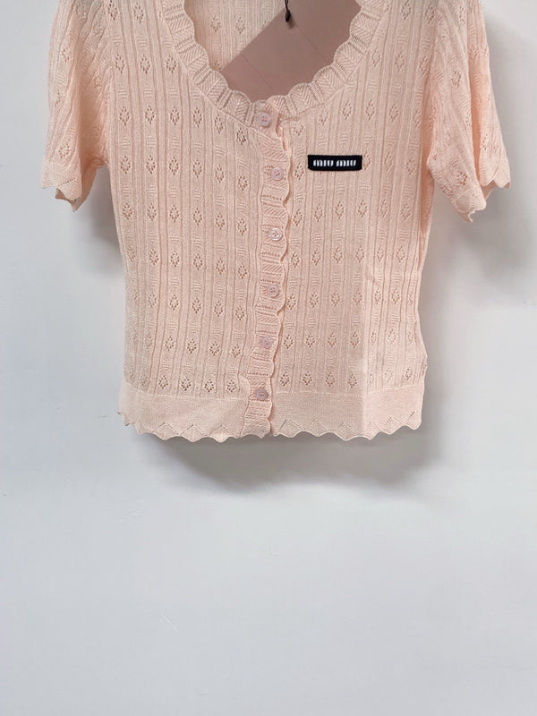 Miumiu Cardigan Short-Sleeve Pink in Wool 207987