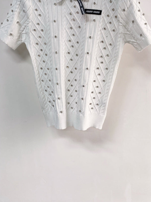 Miu Miu Short-Sleeve T-Shirt White in Acrylic 204091