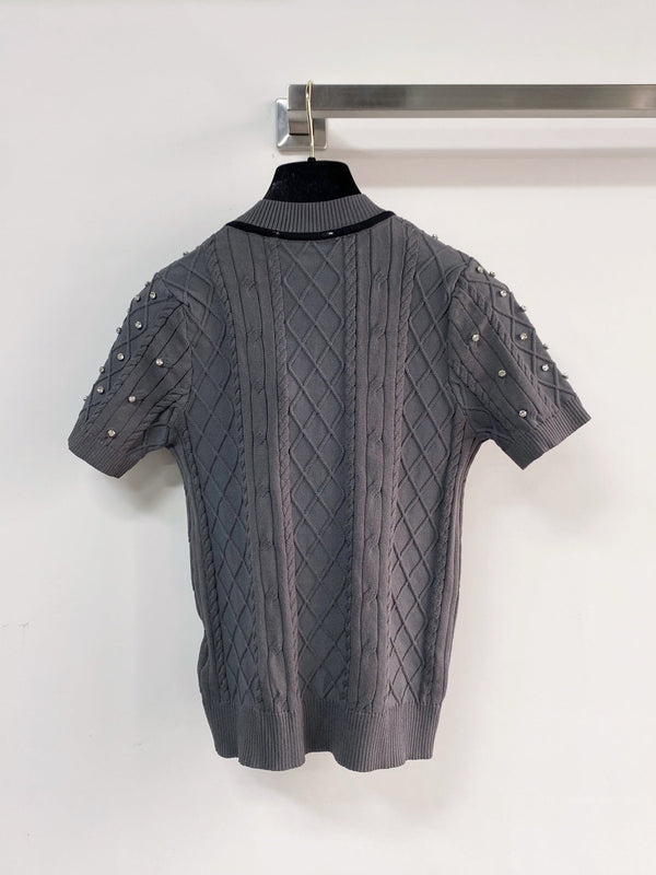 Miu Miu Short-Sleeve T-Shirt Gray in Acrylic 204090