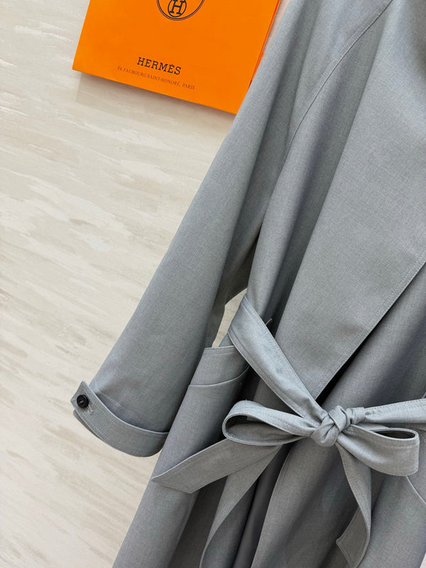 HM Stand Collar Trench Coat Gray in Cotton and Polyester 221621