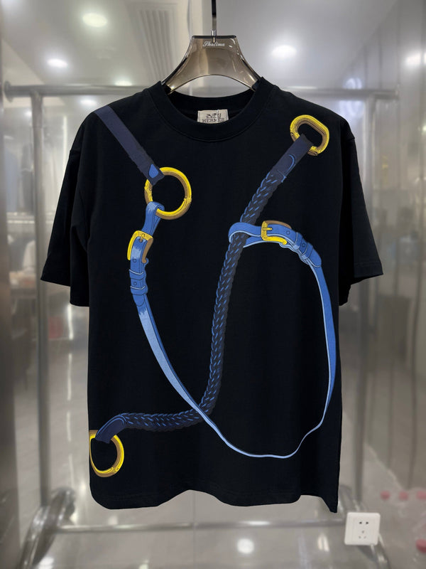 HM  Short-Sleeve T-Shirt with Equestrian Theme Print Black in Cotton 215416