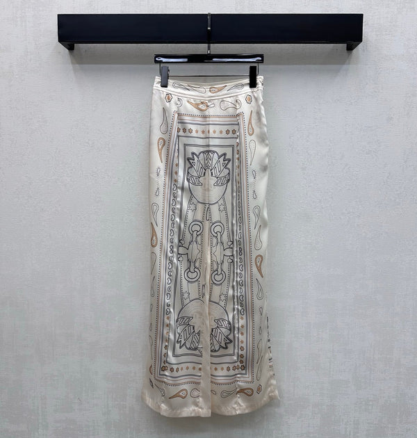 HM 26 Printed Straight-Leg Trousers White in Mulberry Silk 172263