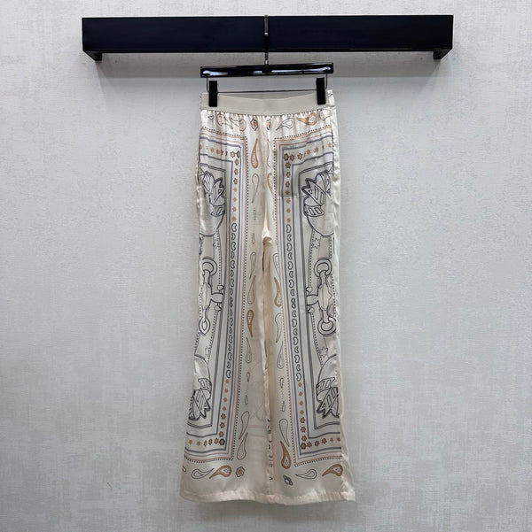 HM 26 Printed Straight-Leg Trousers White in Mulberry Silk 172263
