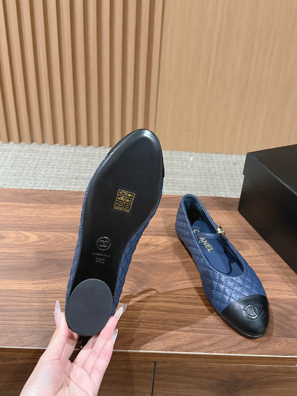 CC 26SS Quilted Mary Jane Blue Black in Calfskin 692540