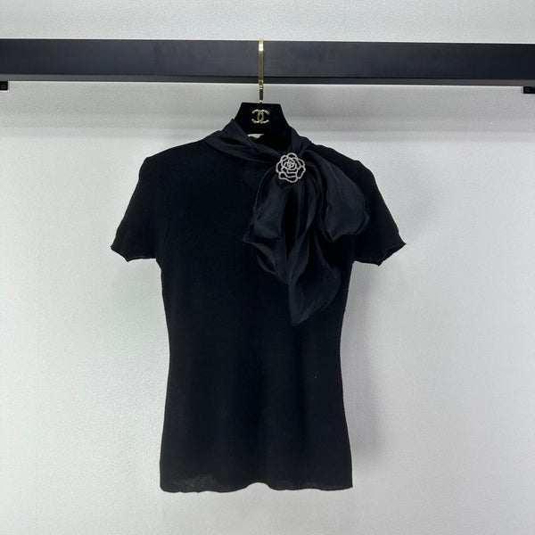 Chanel Bow-Tie Knit Top Black in Viscose 361048