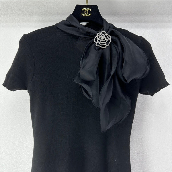 Chanel Bow-Tie Knit Top Black in Viscose 361048