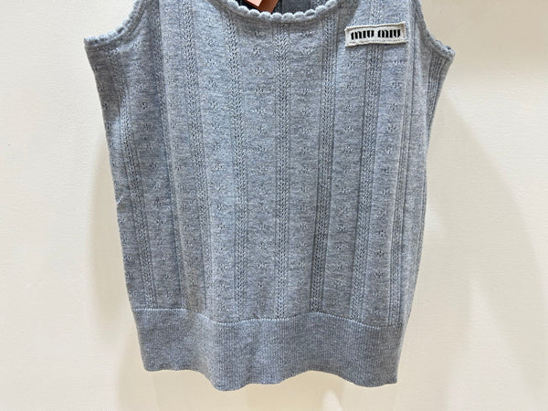 Miu Miu Wavy Lace Vest Gray in Wool 218889