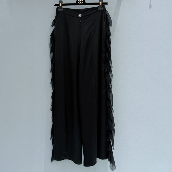Chanel Ruffle Wide-leg Pants Black in 209458