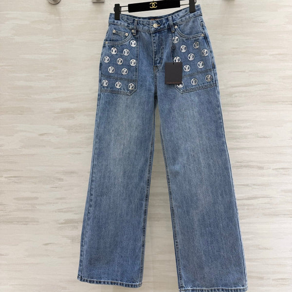 LV Monogram Wide-leg Jeans Blue in Denim 227410