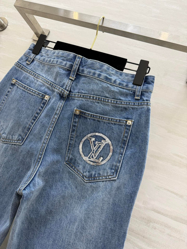 LV Monogram Wide-leg Jeans Blue in Denim 227410