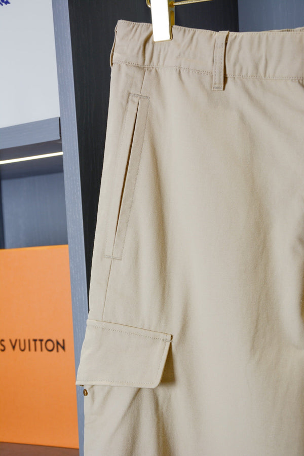 LV Khaki Cargo Wide-Leg Pants in Cotton 220344