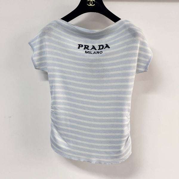 Prada Short-Sleeve T-Shirt Light Blue in Cotton 231745